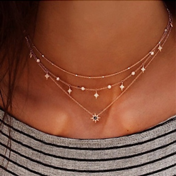 LiveChicStyle Jewelry - Boho Crystal Star Layered Necklace